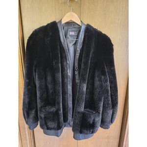 Vtg 70s Adolph Schumann Lilli Ann Women's Medium/Large Faux Fur‎ & Leather Coat